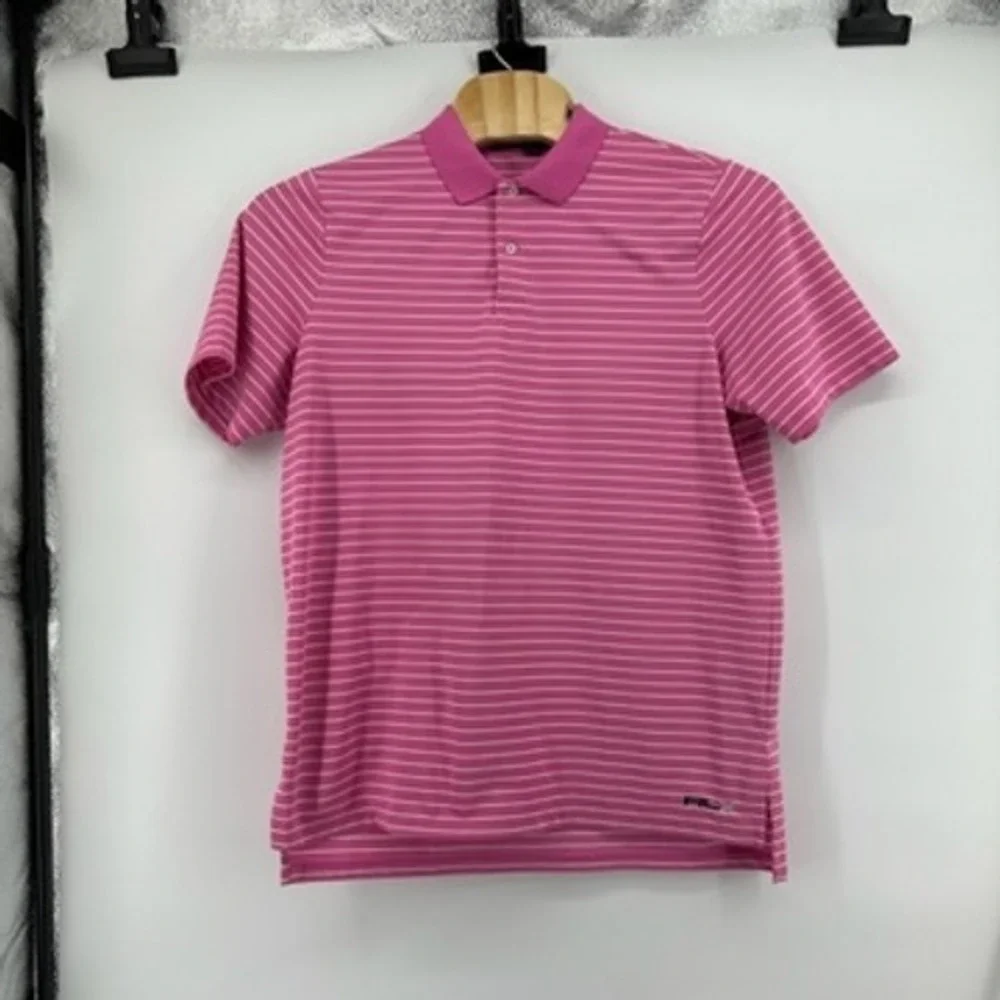 RLX Ralph Lauren Pink Striped Golf Polo‎ Shirt Mens XL Short Sleeve